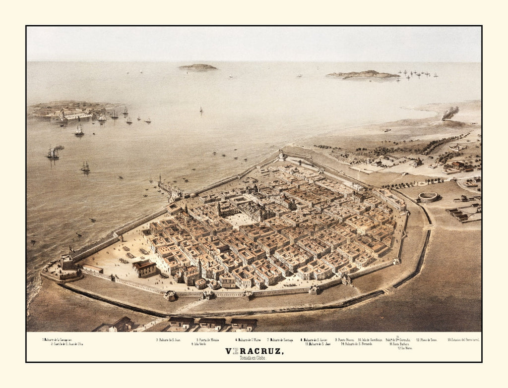Vintage Map of Veracruz, Mexico 1862