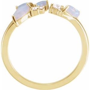14K Yellow Gold Natural White Opal & 1/10 CTW Natural Diamond Negative Space Ring