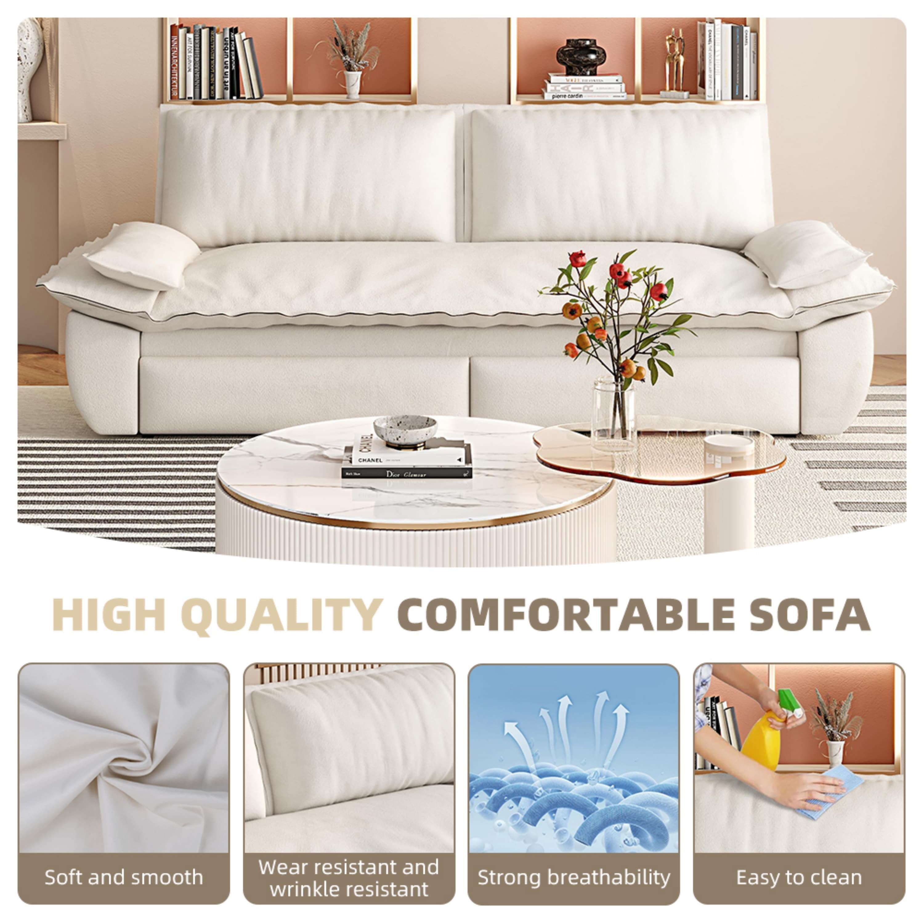 73.2' Queen Pull Out Sofa Bed,3-in-1 Convertible Sleeper Sofa,Multi-Functional Velvet Loveseat Bed