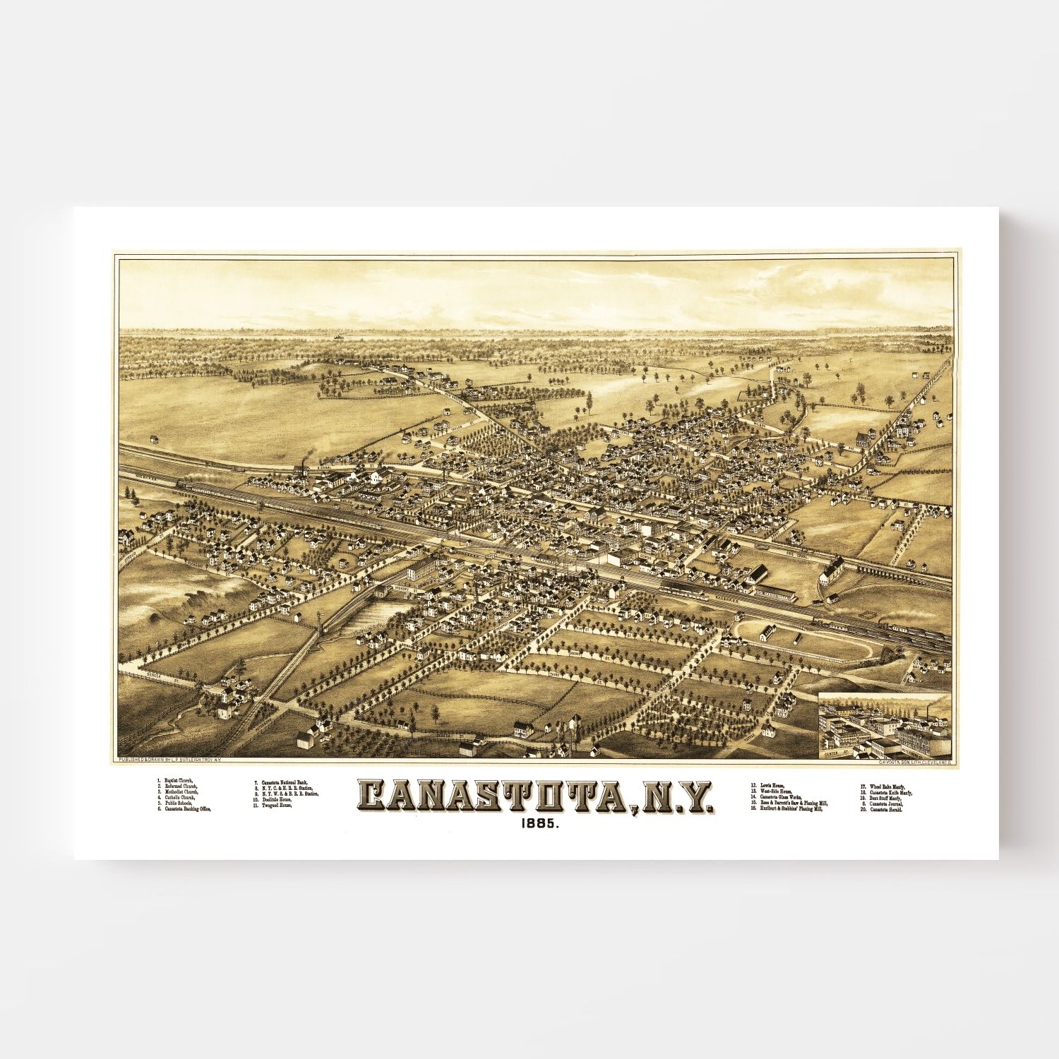 Vintage Map of Canastota, New York 1885