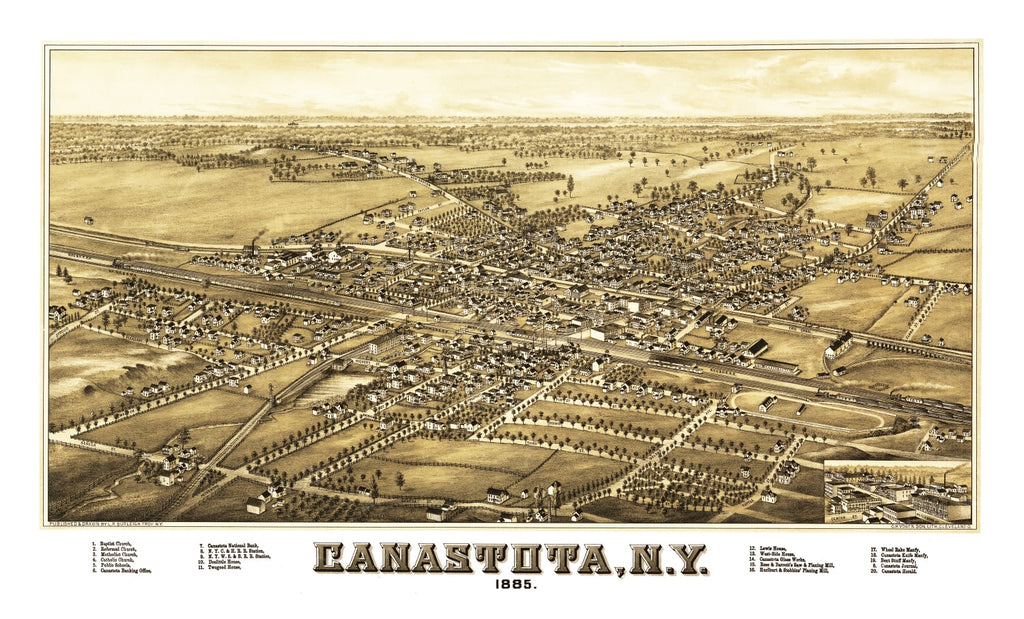 Vintage Map of Canastota, New York 1885