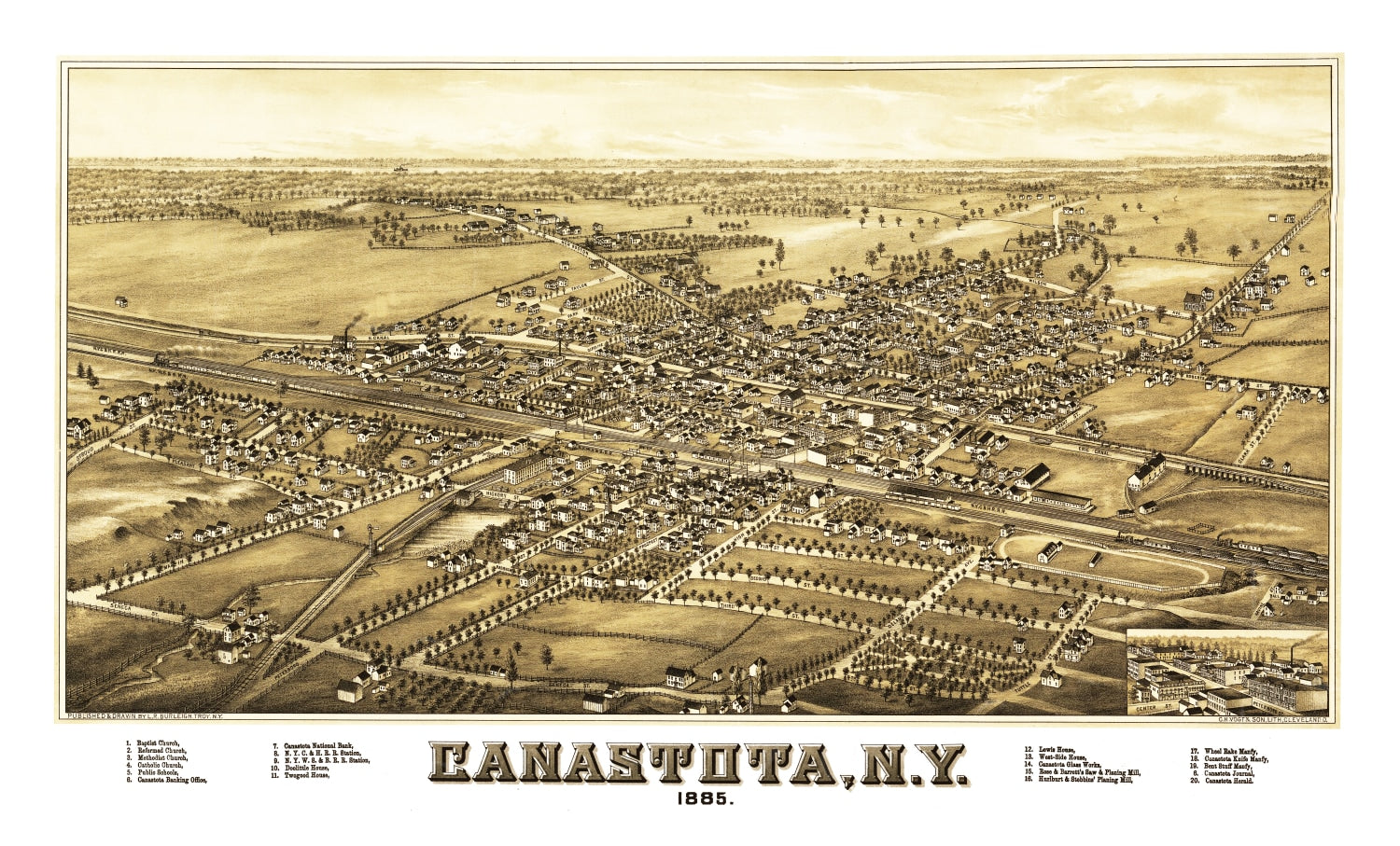 Vintage Map of Canastota, New York 1885