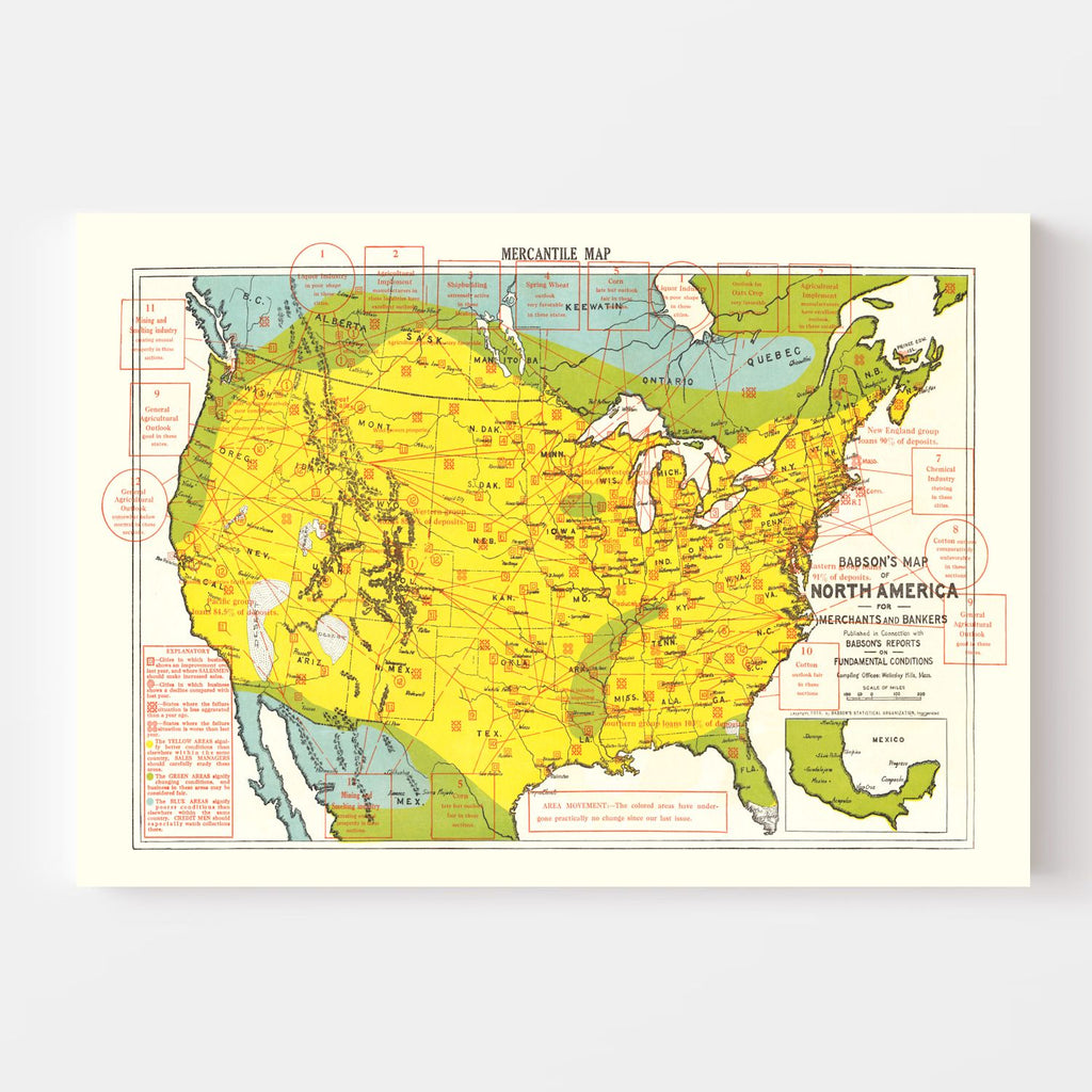 Vintage Map of United States 1916