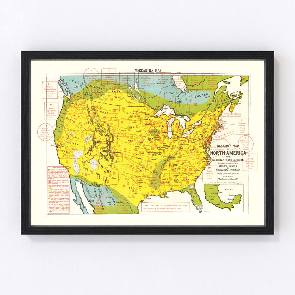 Vintage Map of United States 1916