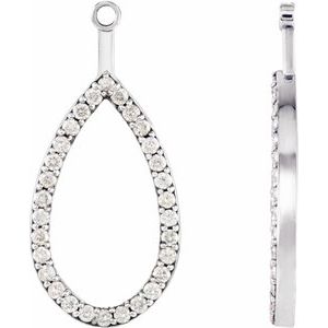 14K White Gold 1/4 CTW Natural Diamond Teardrop Earring Jackets