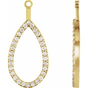 14K Yellow Gold 1/4 CTW Natural Diamond Teardrop Earring Jackets