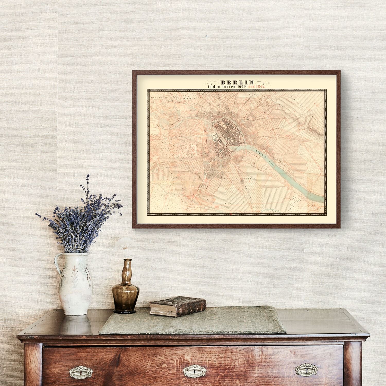 Vintage Map of Berlin, Germany 1843