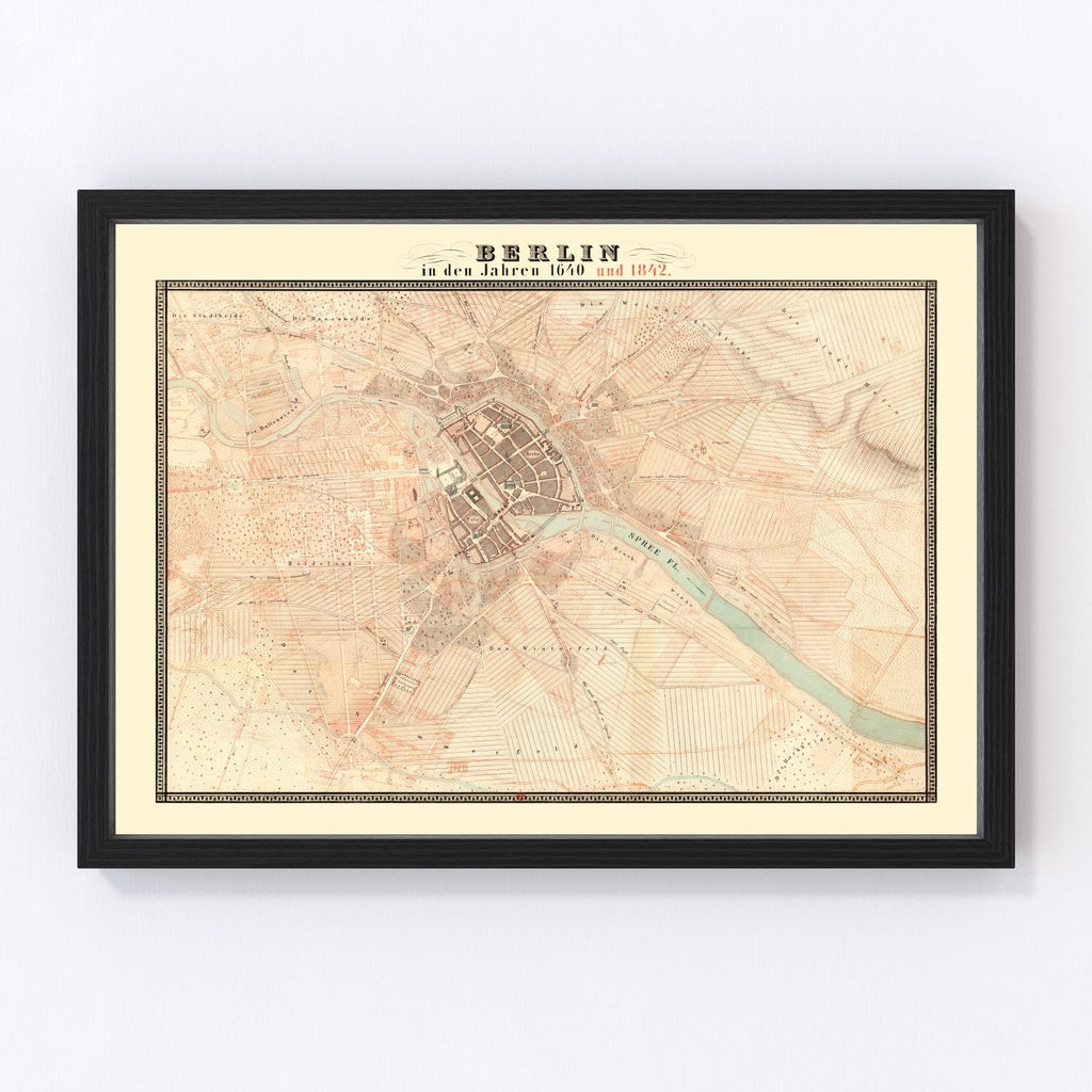 Vintage Map of Berlin, Germany 1843