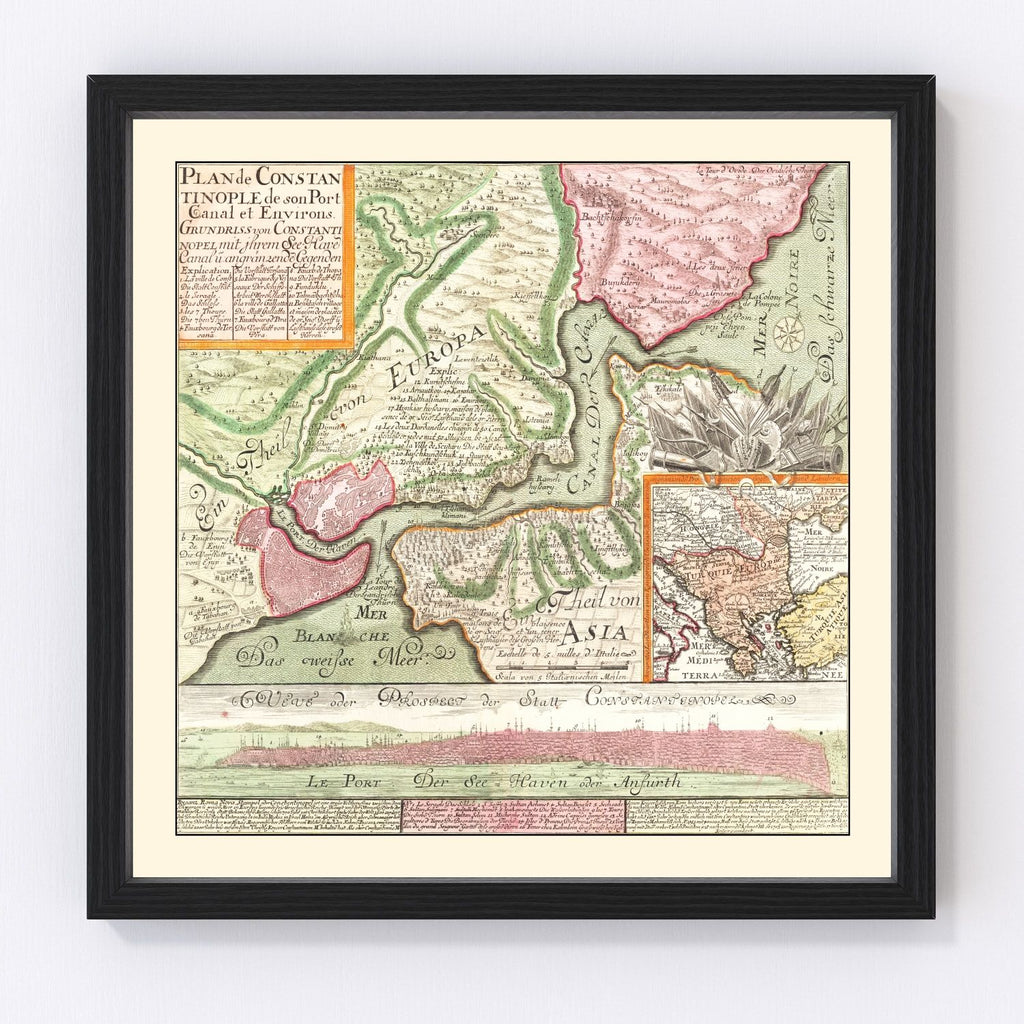 Vintage Map of Istanbul, Turkey 1740