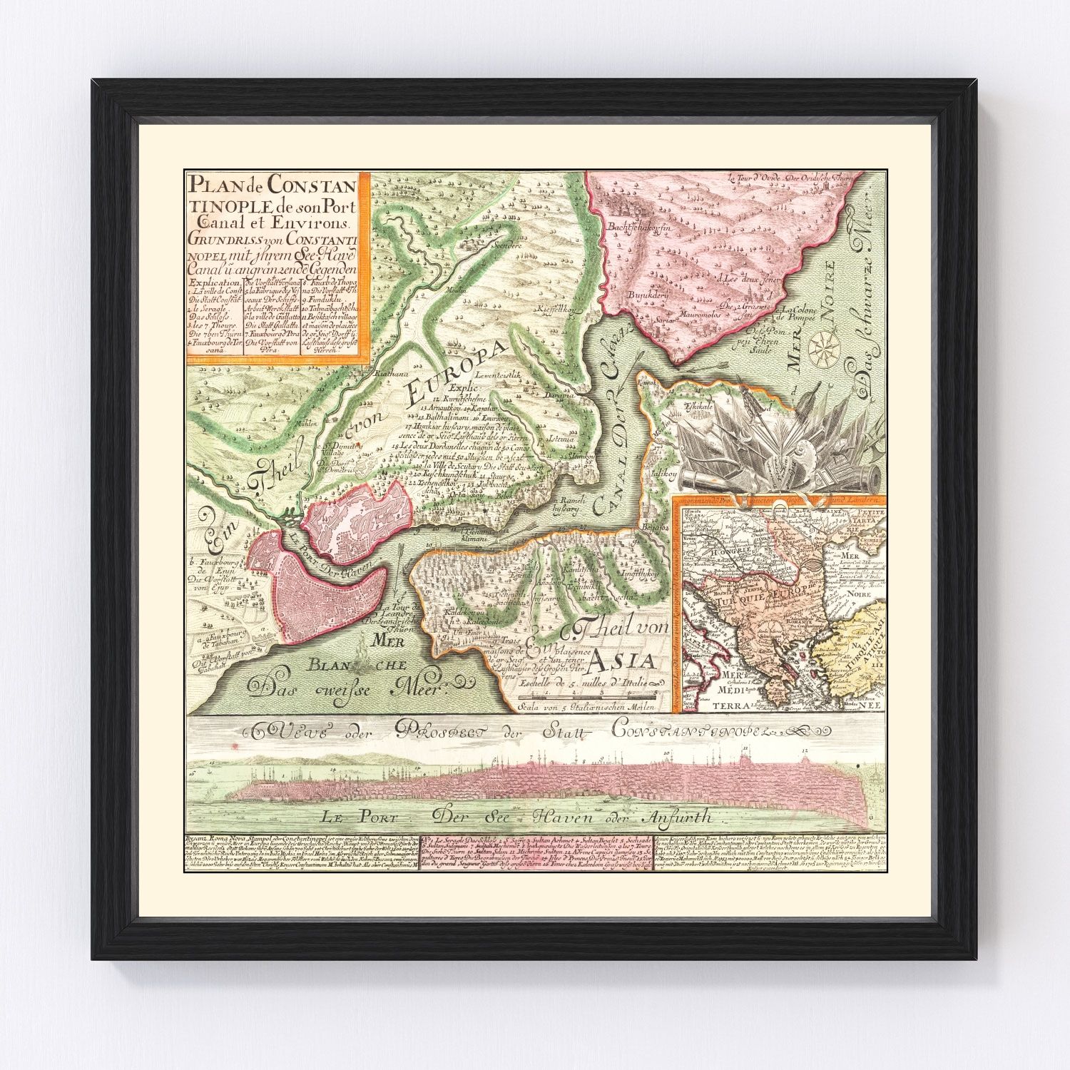 Vintage Map of Istanbul, Turkey 1740