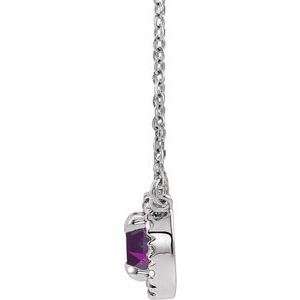 14K White Gold 3 mm Lab-Grown Alexandrite & .03 CTW Natual Diamond 16" Necklace