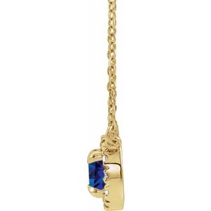 14K Yellow Gold 3.5 mm Natural Blue Sapphire & .03 CTW Natural Diamond 16" Necklace