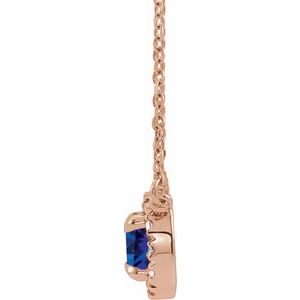 14K Rose Gold 4 mm Lab-Grown Blue Sapphire & .05 CTW Natural Diamond 18" Necklace