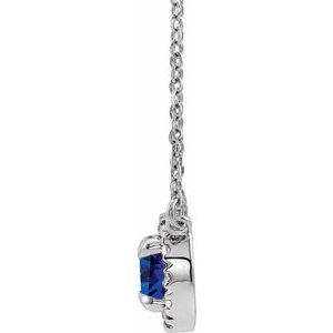 Platinum 3 mm Lab-Grown Blue Sapphire & .03 CTW Natural Diamond 16" Necklace