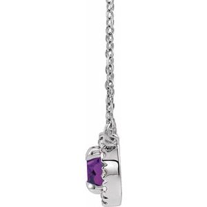 Platinum 6.5 mm Natural Amethyst & 1/6 CTW Natural Diamond 16" Necklace