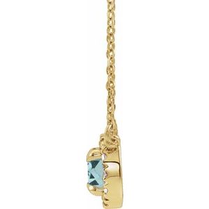 14K Yellow Gold 4 mm Natural Aquamarine & .05 CTW Natural Diamond 16" Necklace