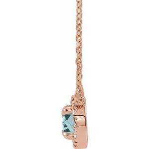 14K Rose Gold 4 mm Natural Aquamarine & .05 CTW Natural Diamond 16" Necklace