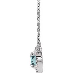 Platinum 3.5 mm Natural Aquamarine & .03 CTW Natural Diamond 16" Necklace