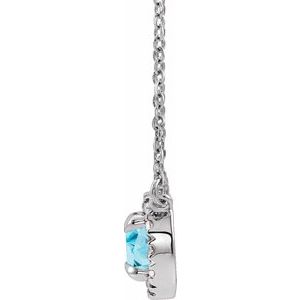 Sterling Silver 6 mm Natural Blue Zircon & 1/6 CTW Natural Diamond 18" Necklace