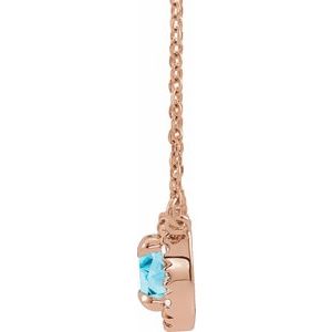 14K Rose Gold 4 mm Natural Blue Zircon & .05 CTW Natural Diamond 18" Necklace