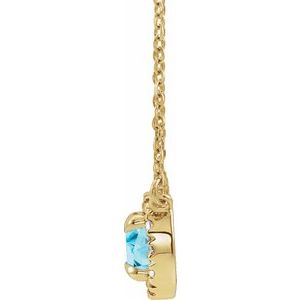14K Yellow Gold 3.5 mm Natural Blue Zircon & .03 CTW Natural Diamond 18" Necklace