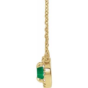 14K Yellow Gold 6.5 mm Lab-Grown Emerald & 1/6 CTW Natural Diamond 16" Necklace