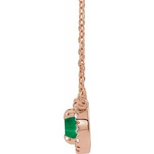14K Rose Gold 3 mm Lab-Grown Emerald & .03 CTW Natural Diamond 18" Necklace