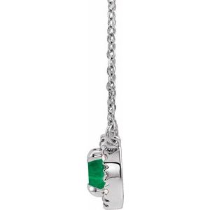 Sterling Silver 6 mm Lab-Grown Emerald & 1/6 CTW Natural Diamond 16" Necklace