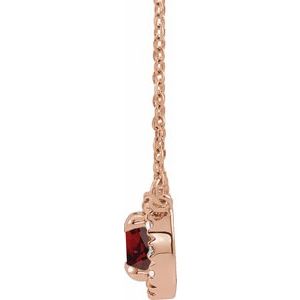 14K Rose Gold 3 mm Natual Mozambique Garnet & .03 CTW Natual Diamond 18" Necklace