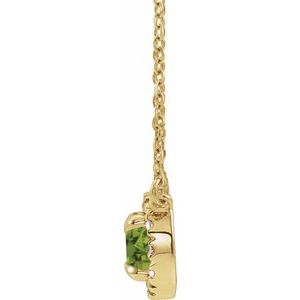 14K Yellow Gold 4 mm Natural Peridot & .05 CTW Natural Diamond 18" Necklace