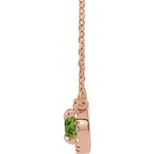 14K Rose Gold 4.5 mm Natural Peridot & .05 CTW Natural Diamond 18" Necklace