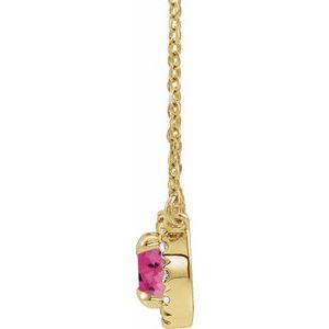 14K Yellow Gold 3 mm Natural Pink Tourmaline & .03 CTW Natural Diamond 18" Necklace