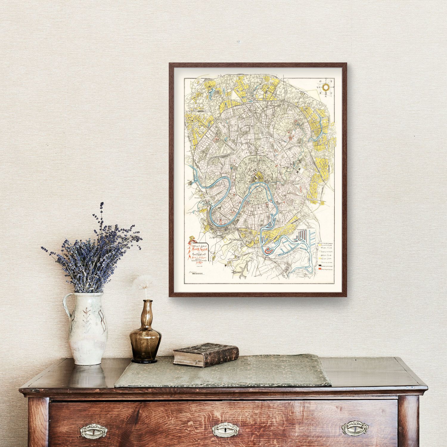 Vintage Map of Moscow, Russia 1923