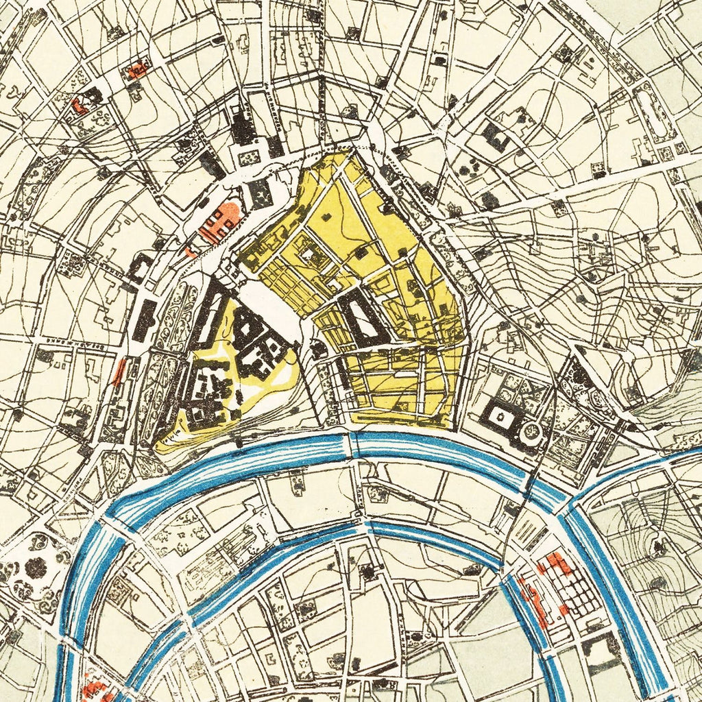 Vintage Map of Moscow, Russia 1923
