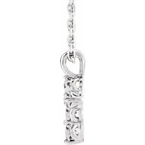 Sterling Silver Natural White Sapphire Cross 16-18" Necklace