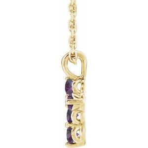 14K Yellow Gold Lab-Grown Alexandrite Cross 16-18" Necklace