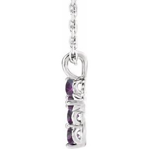Sterling Silver Lab-Grown Alexandrite Cross 16-18" Necklace