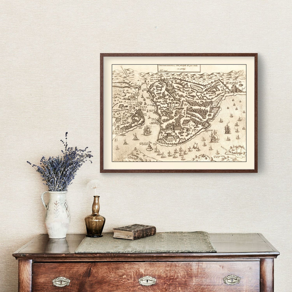 Vintage Map of Constantinople, Turkey 1572