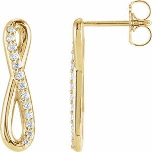 14K Yellow Gold 1/8 CTW Natural Diamond Infinity-Inspired Earrings