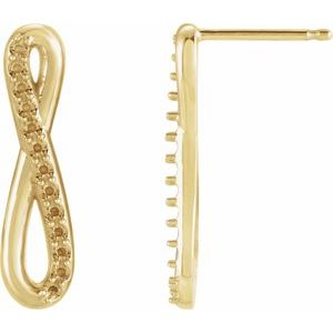 14K Yellow Gold Left Infinity-Inspired Earring Mounting