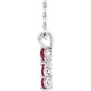 Platinum Lab-Grown Ruby Cross 16-18" Necklace