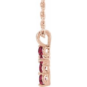 14K Rose Gold Lab-Grown Ruby Cross 16-18" Necklace