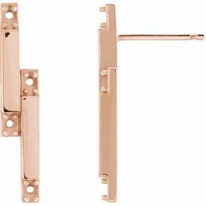 14K Rose Gold 1.5 mm Round Bar Right Earring Mounting