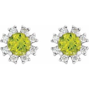 14K White Gold Natural Peridot & 1/2 CTW Natural Diamond Earrings – image 2