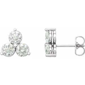 14K White Gold 1/4 CTW Lab-Grown Diamond Three-Stone Earrings