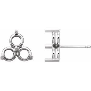 Sterling Silver 1.7 mm Round Three-Stone Earring Mounting