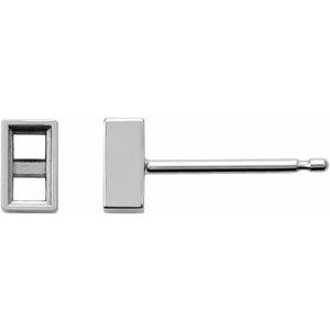 14K White Gold 3.5x1.75 mm Straight Baguette Bezel-Set Earring Mounting