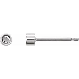 14K Palladium White Gold 2 mm Round Micro Single Stud Earring Mounting