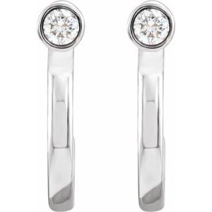 Sterling Silver 2 mm Round 0.06 CTW Diamond Huggie Earrings – image 2