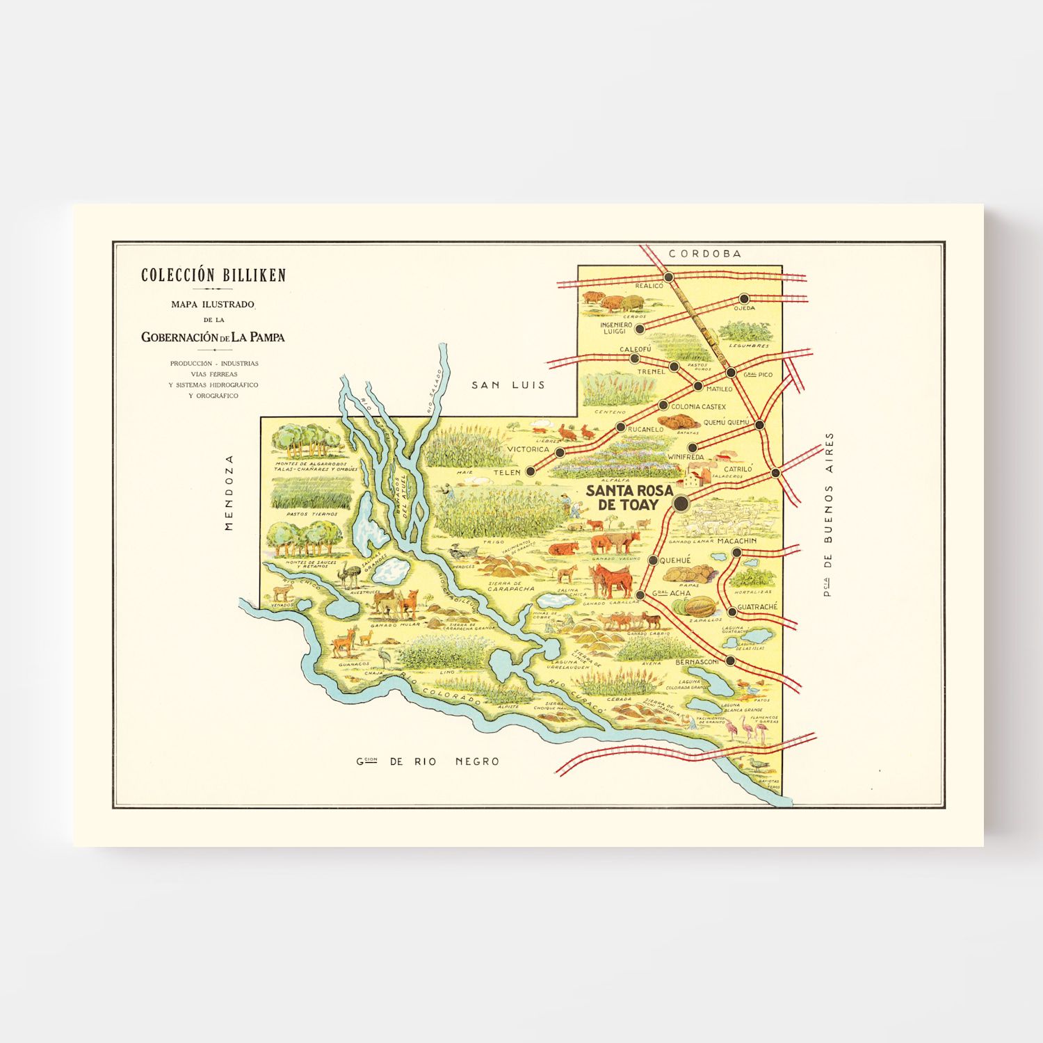 Vintage Map of La Pampa, 1933